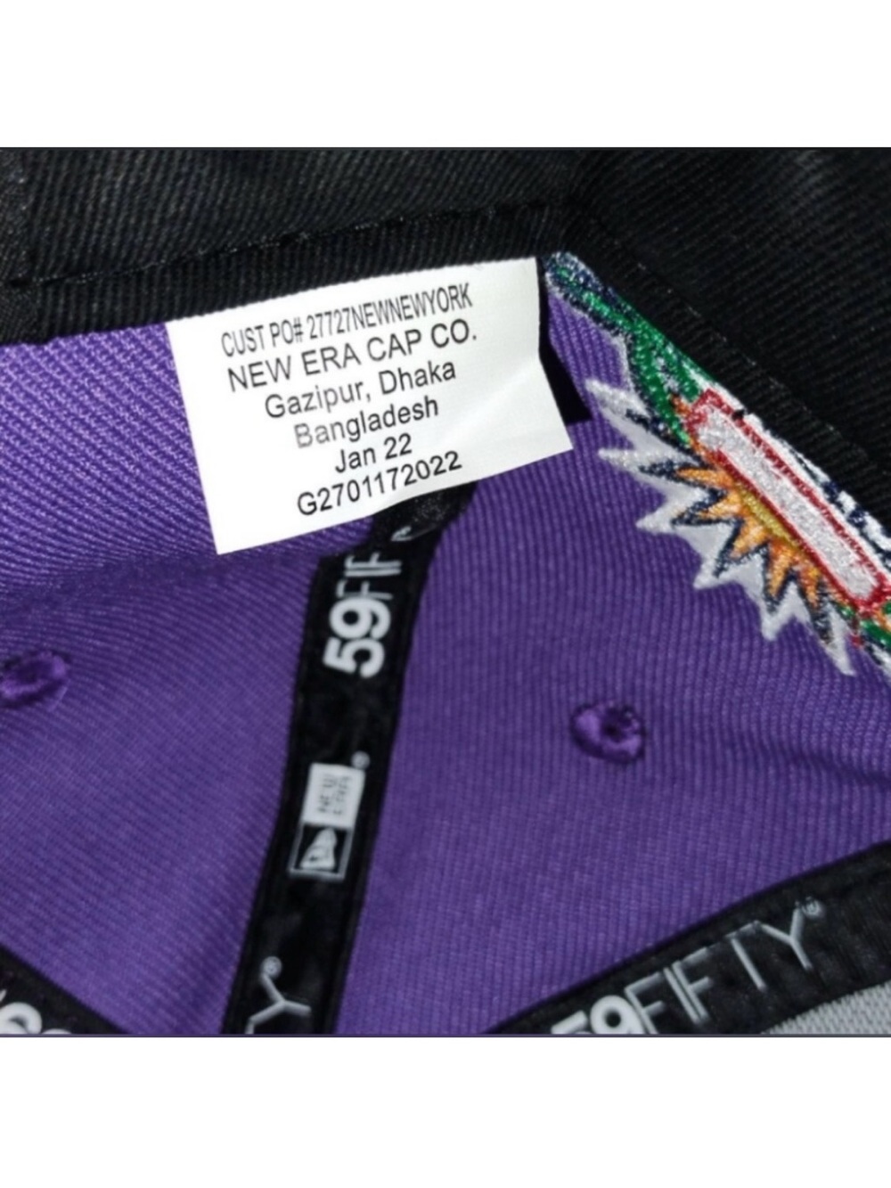 Supreme Hat Purple + Gold New Era Two-Tone Box Logo Fitted Cap SS22 NWT 7 1/4 - Picture 11 of 14